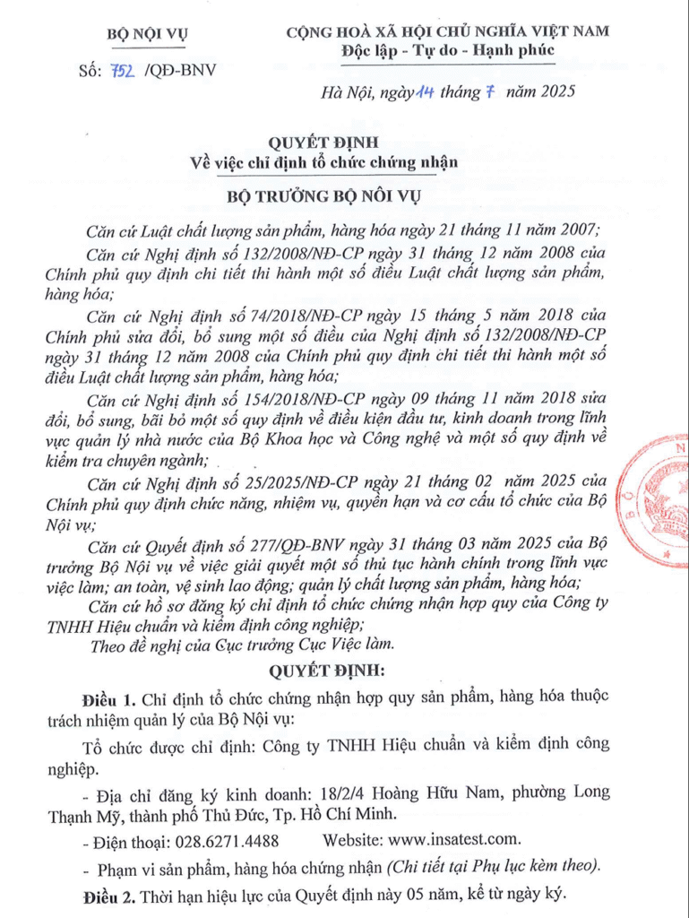 Chứng nhận hợp quy cầu trục nhóm 2